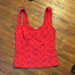 Free people red Sleeveless Eyelet Top